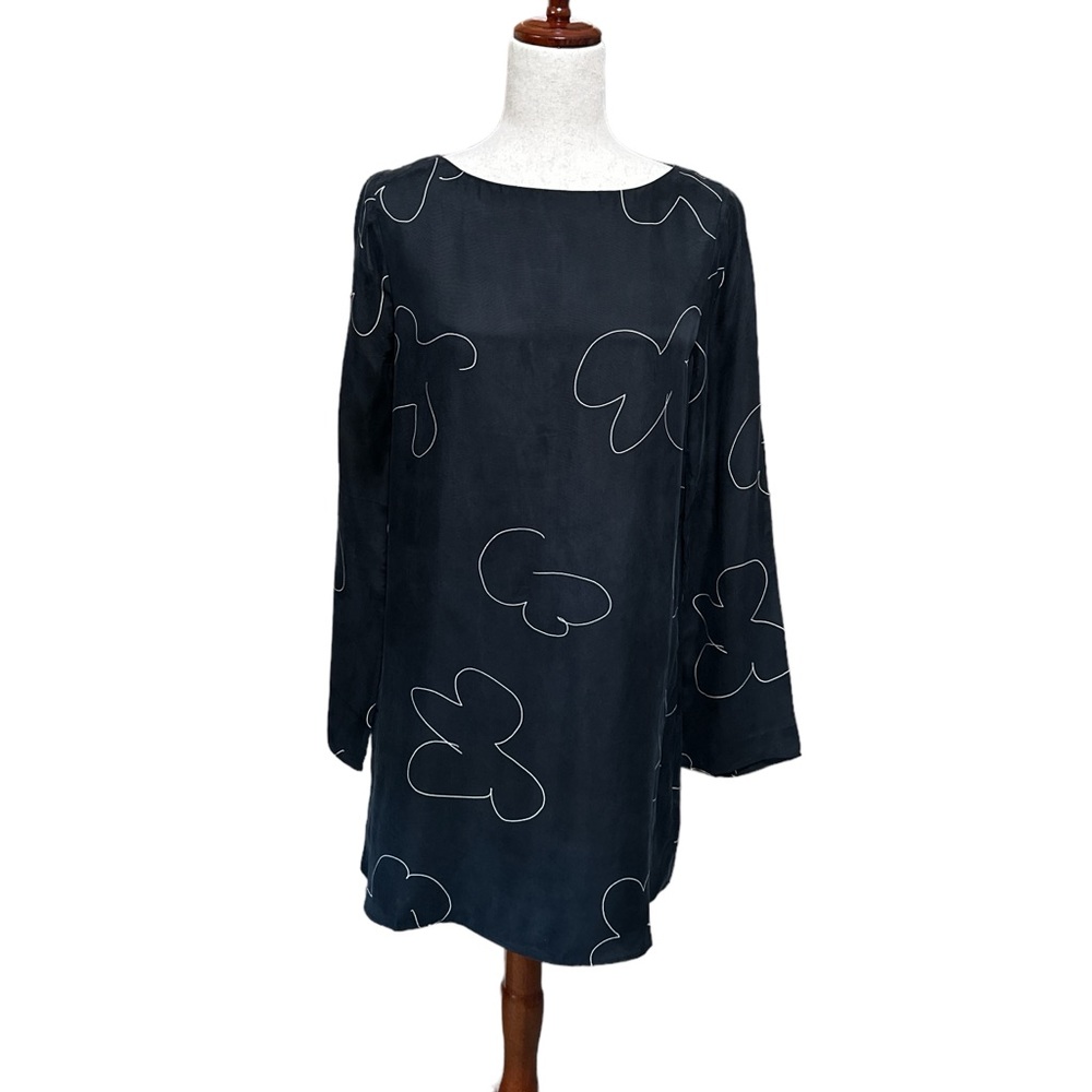 Madewell Cupro Blend Shift Mini Dress in True Black Floral